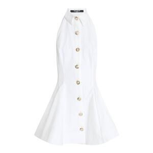 Balmain Chic White Halter Poplin Shirtdress Size FR 36 / US 4